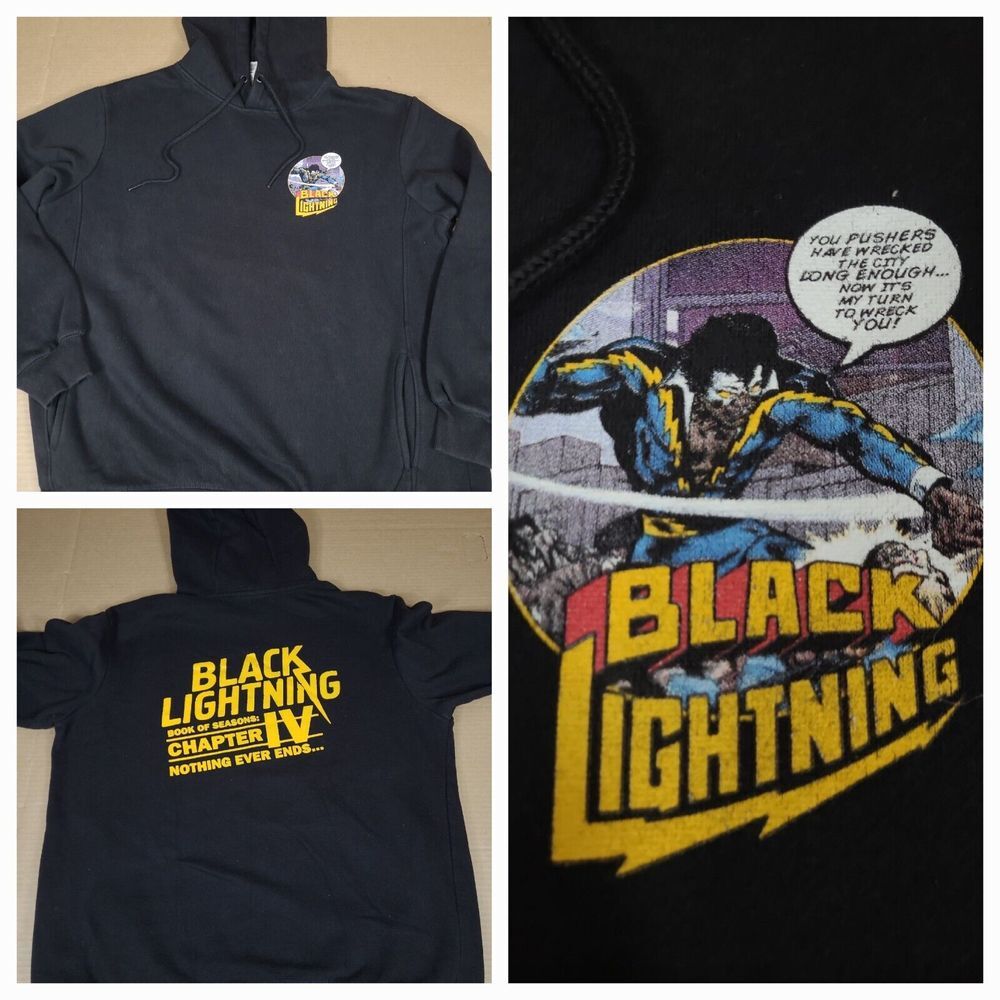 DC Comics Black Lighting TV‎ Show Cast Crew Hoodie Season 4 RARE Sz Xl